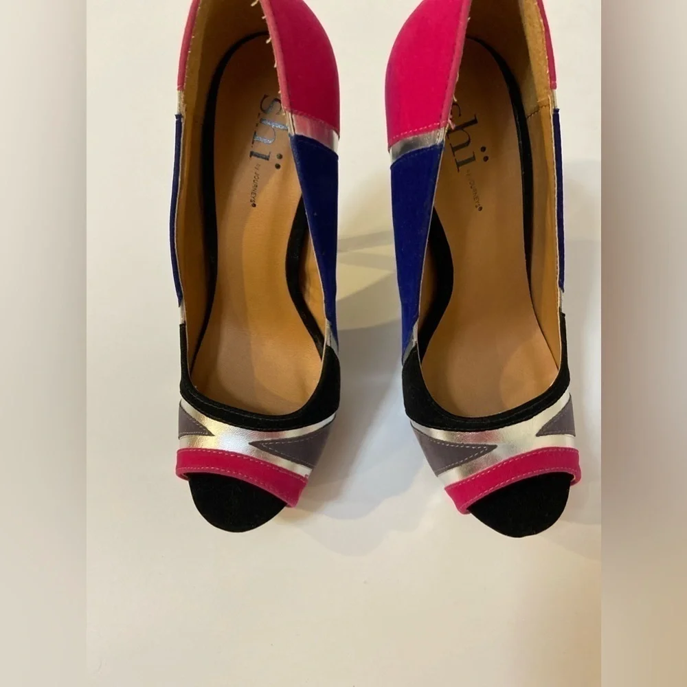 SHI By Journeys~Vibrant Faux Suede~Platform High Heel Stiletto~Peep Toe~Size 7.5